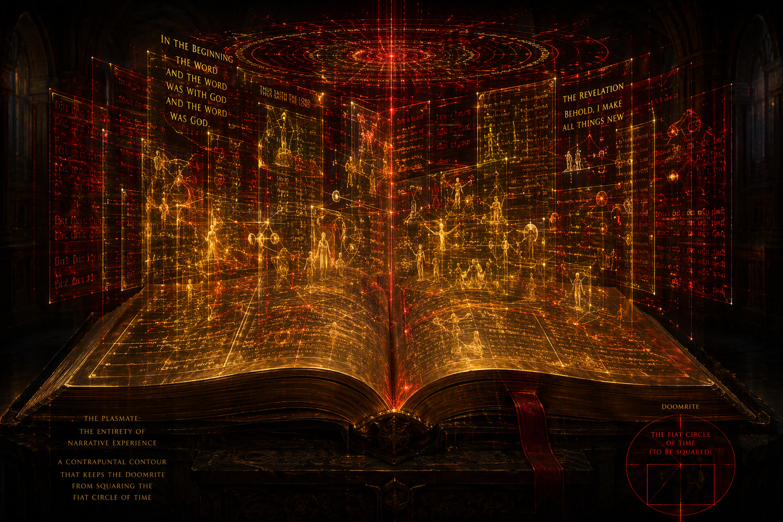 An illuminated red and gold volume from the GhostTruth image collection